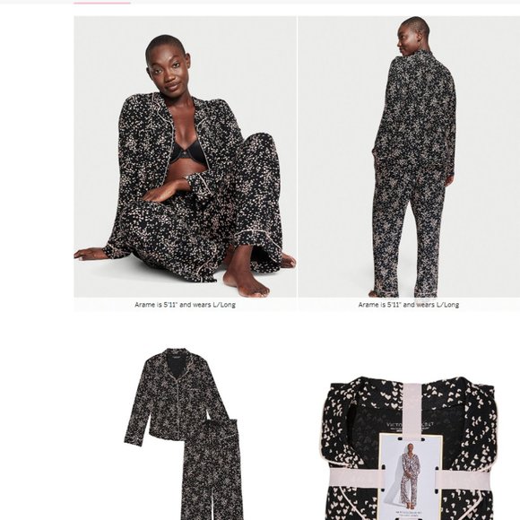 VS XXL Reg 30" Inseam Modal PJ Set Black with Hearts So Comfy! PJ P.J. pjs NWT - Picture 8 of 8